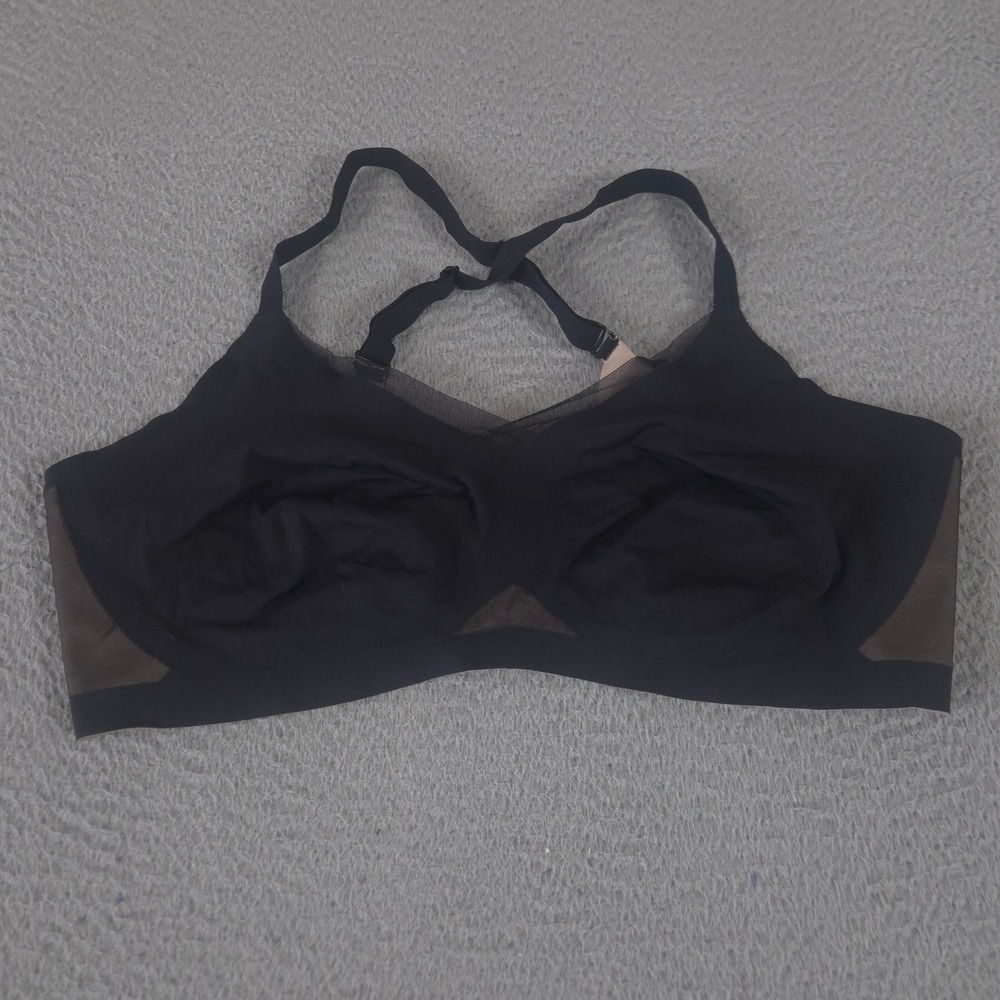 Honeylove Bra Womens 2X Black CrossOver Mesh Wireless Supportive Comfort Lift